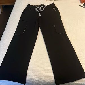 FIGS Tema Performance Black Wide Leg Scrub Pants Womens XSmall